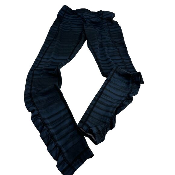 LULULEMON Speed Tight III-Full on Luxtreme Sz 6  Navy Black Stripes Ruched Ankle - Picture 3 of 11